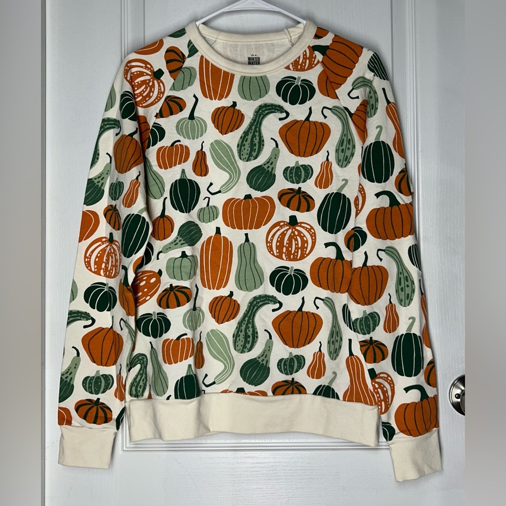 Winter Water Factory Sweatshirt Sm Fall Gourds Halloween Pumpkins Organic Cotton